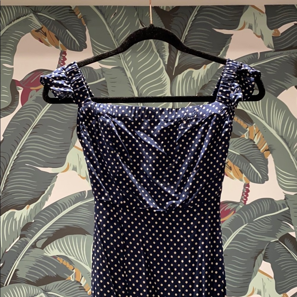 NWT Lulus polka dot high slit maxi dress